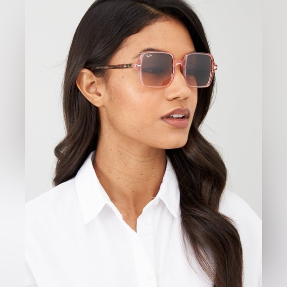 Ray-Ban Square II Women's Sunglasses Transparent Light Brown RB1973 1281/51 - Picture 8 of 15